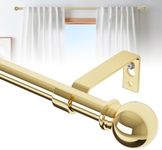 Gold Curtain Rods for Windows 66 to 120, Long Adjustable Curtain Rod for Patio Outdoor, Sliding Glass Door, Decorative 5/8 Diameter Drapery Rod Set,Heavy Duty Metal Curtain Rod 10 ft