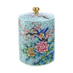 Bicuzat Enamel Ceramic Tea Caddy Tea Canister Tea Storage Container Tins Jar with Airtight Lid Water-proof Tank for Tea, Coffee, Herb, Sugar, Spice, Nuts