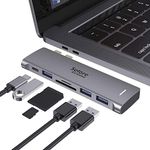 Selore&S-Global USB C Adapter for MacBook Pro/MacBook Air 2020 2019 2018 13" 15" 16", 6 in 1 USB-C Hub with 3 USB 3.0 Ports, USB C to SD/TF Card Reader and 100W Thunderbolt 3 PD Port