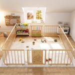 IKALIFE Large Wooden Baby Storage Playpen 11+3 Panels 70.91”×70.91”