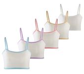 MANJIAMEI 5Pcs Training Bra for Girls 10-12 Cotton Cami Crop Bralette Sports Bras for Kids, 5 Colors, 14