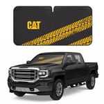 Cat Auto Shade for Car/Truck Windshield Pop-Up Sunshade UV Reflective Sun Shade Black with Yellow Tire Tracks – Jumbo Size 64” x 32”