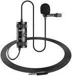 BOYA Lavalier Lapel Microphone - No Battery, by-M1 Pro ll Omnidirectional Condenser Mic for iPhone Camera Android PC Windows - for YouTube, Interview, Video Recording 19.6ft