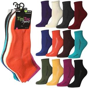 Tipi Toe Women's 12-Pairs Running & Athletic Sports Performance Kaleidoscope Canvas Singular Side Accent Ankle/Quarter Socks, WQ13-T1