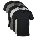 Gildan Men's V-Neck T-Shirts, Multipack, Style G1103 Undershirt, Black/Sport Grey/Charcoal (5-Pack), S (Pack of 5)