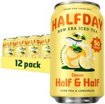 HALFDAY Prebiotic Half & Half Iced Tea Cans, Supports Digestive & Gut Health, 6g Plant Fiber & Prebiotics, Low Sugar, 40 Calories, Real Brewed Tea, Natural Caffeine, Gluten Free, 12 fl oz (12 pack)