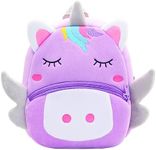 Toddler Backpack for Boys and Girls, Cute Soft Plush Toddler Bag Animal Cartoon Small Mini Backpack Little For Kids 2-6 Years, Purple Unicorn