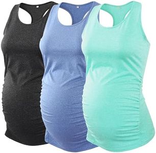 Ecavus Women's Maternity Tank Tops Seamless Racerback Sleeveless Workout Athletic Yoga Tops Pregnancy Shirt
