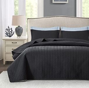 Maple&Stone Quilt Set Twin/Twin XL, Lightweight Black Bedspread Ultrasonic Chevron Pattern Light Coverlet for All Season Comforter Bedding Decor - 2 Piece Twin Extra Long Bed Cover Sets