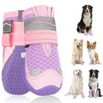 SlowTon Dog Boots for Injured Paws Waterproof, Non-Slip Paw Protector for Rainy Snowy Breathable for Hot Pavement, Puppy Shoes with Adjustable Reflective Strip Dual Washable for Small Medium Large Dog