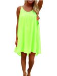 Colisha Womens Spaghetti Strap Neon Dress Summer Chiffon Cami Dresses Cover ups XXL Yellow