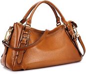 Kattee Women's Soft Genuine Leather Satchel Purses Top Handle Crossbody Bags Ladies Designer Medium Size Hobo Handbags(Sorrel)