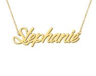 Stephanie Pendant Name Necklace 18k Gold Plated Stainless Steel Script Nameplate Necklace Jewelry for Best Friends