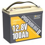 Power Queen 12V 100Ah Mini LiFePO4 Lithium Battery, Deep Cycle Battery with Upgraded 100A BMS, Max 1280W Energy, Up to 15000 Cycles & 10-Year Lifespan for RV, Solar, Trolling Motor & Camping