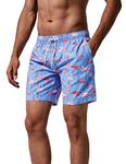 MaaMgic Men's Swim Trunks Quick Dry Fit Performance Surfing Short with Pockets, New-826-flamingo, Large ( Waist:33''-35'' )