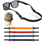 4PCS Specs Holder Strap, Adjustable Eyewear Retainer Straps for Men and Women, Anti-Slip Sunglasses Holder for Cycling, Hiking, Skiing, Black Orange Red Pink