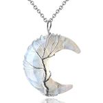 XIANNVXI Crystal Necklaces for Women Opal Chakra Necklaces Moon Tree of Life Pendant Wire Wrapped Natural Resin Reiki Spiritual Necklaces Jewellery Mothers Day Gifts