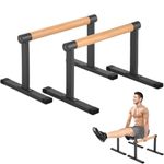 Bounabay Wooden Parallel Bar and Dip Bar with Thick Beech Handles, Push-up Bar, Rock-Free Fitness Equipment for Handstand, L-Sit, Gymnastics, Strength Training Home Gym,440lbs