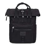 SEVENTEEN LONDON – Modern Cycling Black 'Canary Wharf' Fold Roll Top Backpack in a Classic Slim Urban Design – Fits Laptops up to 15"