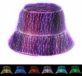 LED Hat Rave Bucket Hat, Light up Crazy Hat 7 Colors Party Hat, Glow in The Dark Party Hat USB Rechargeable Festival Gear, Black, One Size