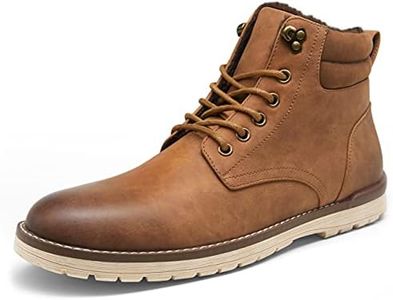 Vostey Men's Winter Boots Fur Snow Boot Waterproof Casual Chukka Boots for Men(BMY670B brown cotton 10)