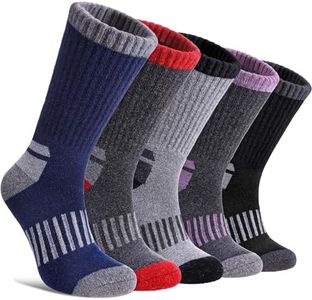 DYW Womens Merino Wool Hiking Socks Thermal Warm Winter Boot Crew Socks Cushion Work Walking Gift Socks 5 Pairs, 6 Pairs Color Mix D, One size