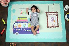 NEW COMERS® Milestone Cotton Newborn Baby Blanket & Props for Baby's Monthly Photoshoot|1-12 Month Cards|Ac Room Blanket for Summer/Winter/Multiuse|Thread Count(150/300)-135x115 cm-403, Durable