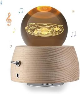 Famkeler 3D Crystal Ball Music Box k9 Crystal Ball Beech Wood Base 360 Degree Rotation Base Suitable for Christmas Valentine's Day Birthday Best Gift for Family and Friends（Galaxies）