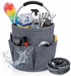 MGUOXA Cleaning Caddy with Handle, 17L Foldable Storage Basket, Portable Multi-Use Organiser for Home, Garden, Grey