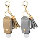 2 Pcs Small Hand Sanitizer Keychain Portable Leather Hand Sanitizer Holder Leakproof Plastic Empty Bottles Hand Sanitizer Travel Holder Bottle for Lotion Liquid Soap Shampoo Grey Yellow