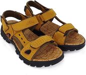 Hiking Sandals Men Walking Fishermen Leather Sports Fisherman Anti-Slip Water Open Strap Slides Traveling Comfortable (Yellow, Numeric_11_Point_5)