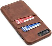 Dockem Exec Wallet Case for iPhone 8 Plus / 7 Plus - Slim Vintage Synthetic Leather Card Case with 2 Card/ID Holder Slots: Simple, Professional, Executive Snap On Cover [Brown]