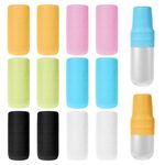 Aucuu 12 PCS Elastic Sleeves for Travel, Silicone Toiletry Sleeves for Travel Size Bottles, Reusable Leak Proof Bottle Covers for Body Wash Shampoo Container In Luggage