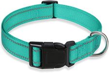 Reflective Dog Collar with Buckle Adjustable Safety Nylon Collars for Small Medium Large Dogs, Green XL