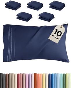 King Pillow Cases Set of 10 - Ultra Soft Hotel Quality Pillowcase Covers - Comfy. Cozy & Wrinkle Free - Shrink, Stain and Fade Resistant - Machine Washable Pillow Protectors - 10 Piece Set - Navy Blue