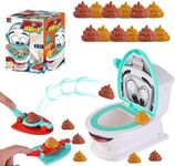 Novelty Toilet Poop Game Toys for Kids,Funny Toilet Games Creative Toy for Family Party Shoot Poop Toy with 12 Soft Poops and 2 Launchers a Sticker for Kids Christmas Family Party Poop Shoot Game Toy