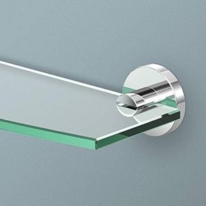 Gatco 4666 Reveal Glass Shelf, Chrome | Wall Mounted 20.13" W X 5.40" D Curved Tempered Glass Shelf | Floating Glass Shelf for Bathroom Storage