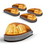 TRUE MODS Amber LED Teardrop Cab Marker Light Kit [Gray Base] [DOT FMVSS 108] [SAE P2PC] [Universal Fit] Tear Drop Lights for Truck RV Van Ford Super Duty F150 F250 F350 Chevy Silverado Dodge Ram