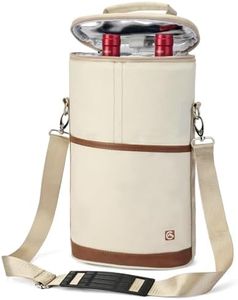 ALLCAMP 2 Bottle Wine Tote Carrier - Insulated Portable Padded Canvas Wine Bag for Travel, BYOB Restaurant, Wine Tasting, Party, Great Christmas Day Gift for Wine Lover，Cream-colored