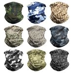 Headband Bandana Head Wrap Scarf Neck Gaiter Headwear Balaclava for Sports (9PCS CAMO-5)