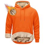 TACVASEN Sweatshirts for Men Fashion Hoodies Man Pullover Sweatshirts Sherpa Fleece Lined Hoodie Men Athletic Hoodie for Men Plain Hoodie Orange