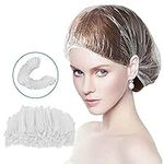 50 Pcs Disposable Shower Caps, Bath Caps Large Thick Clear Plastic Elastic Hair Shower Caps for Women Travel Spa Hotel and Girls Home Use Hair Salon (50 PCS 19.7IN)