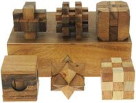 Namesakes® Brain teasers for adults – 3D Wooden puzzles – Fun IQ logic games (x6) – Xmas novelty gifts for men or women – Box set handcrafted from wood