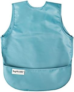 Tiny Twinkle Mess Proof Baby Bib - Waterproof Baby Apron - Machine Washable - PVC, BPA, & Phthalate Free - Great Travel Bib for Baby Eating - Baby Food Bibs (Slate Blue, Small 6-24 Months)
