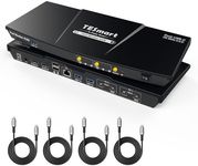 TESmart USB-C KVM Switch 2 Monitors 2 Laptops 4K@60Hz, USB 3.0 KVM Switch Dual Monitor MST, EDID Emulation, 60W PD, 1G Ethernet, 2K@144Hz, 1080P@240Hz, Hotkey Switch, with All Input Cables