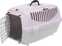 Trixie: - Capri 2 Pet Carrier | Made with Biodegradable Plastic, Perfect for Cats, Dogs, Rabbits and Other Small Animals | Can Hold Upto 8 Kg - 22 x 15 x 13 inch, Light Grey/Light Lilac