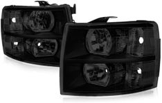 For 07-14 Chevy Silverado Pair Black Housing Smoked Lens Clear Corner Headlight/Lamps