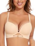 Upushall Womens Push Up Padded Bras for Women Add 2 Cups Seamless Plunge Underwire Support Back Fat Smoothing Bra, Nude, 38A