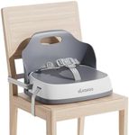 UBRAVOO Portable Booster Seat for Dining, Travel High Chair with 3-Point Harness and 2 Adjustable Straps, Washable Baby Food Chairs 6 Months Plus Sitting Up(Grey)