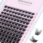 Cluster Lashes Extensions, 120Pcs Individual Cluster Lashes D Curl Mix 9-15mm, Wide Stem Cluster Eyelashes Soft Natural False Eyelashes Cluster DIY Eyelash Extension At Home (9-15mm Mix, 120P D Curl)